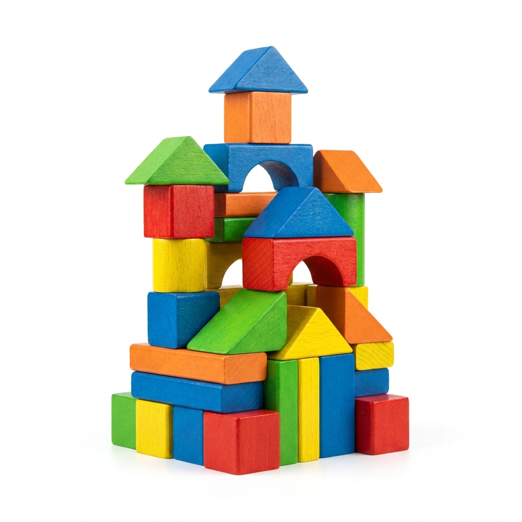 Set de bloques de construcción de madera de colores