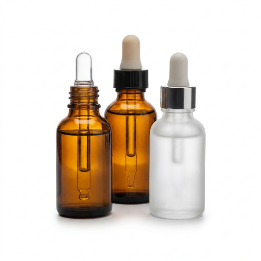 Set de tres serums faciales en frascos gotero